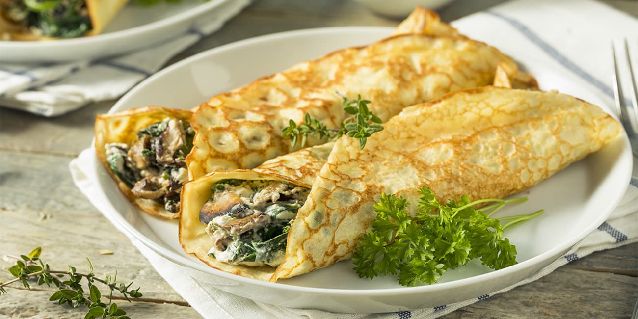 Savory Homemade Mushroom and Spinach Crepes