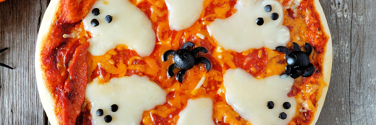 kummituspizza, halloweenpizza, halloween herkut